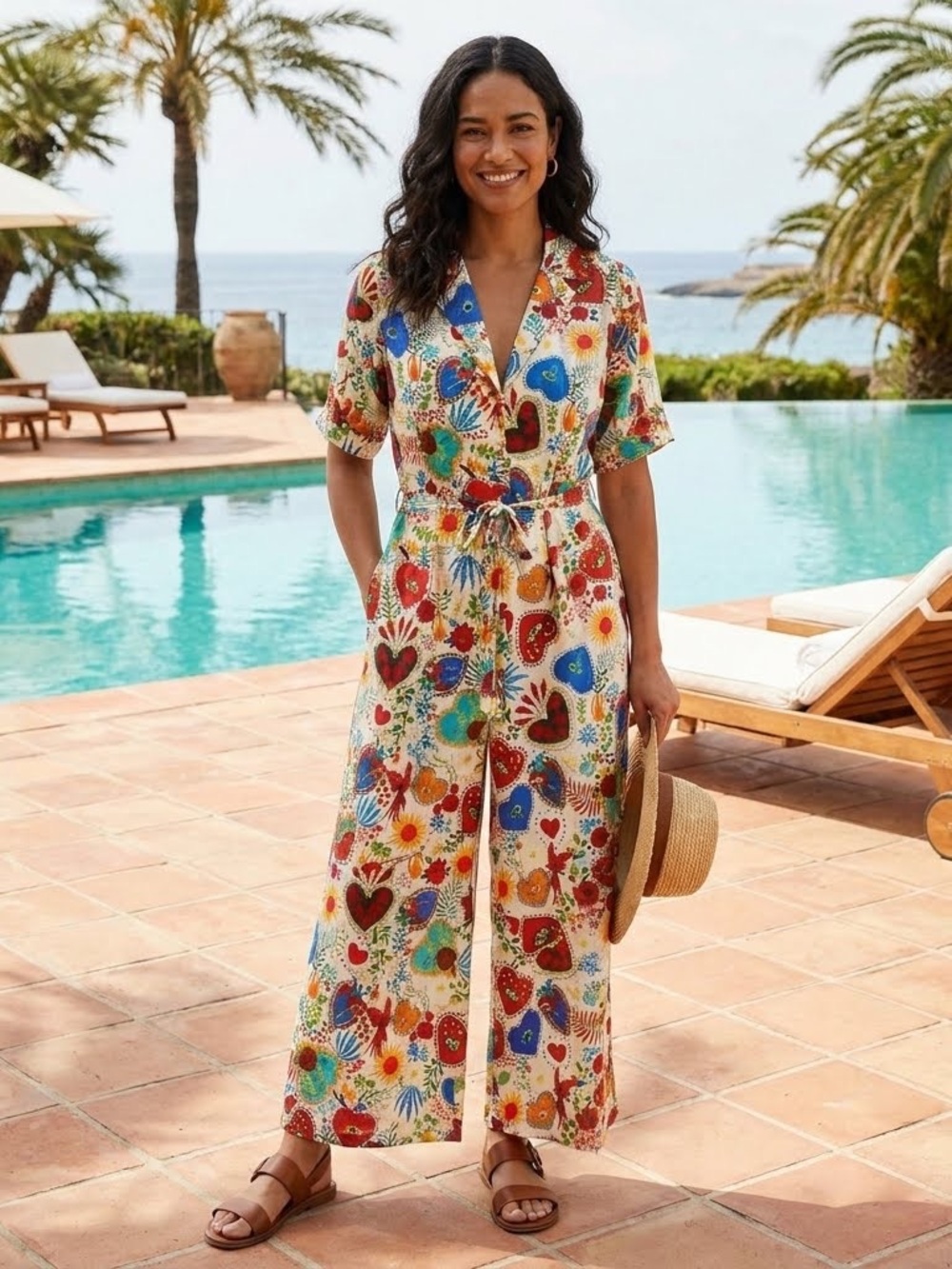 NWT Endless Moon “Fire of Love” Boho Jumpsuit